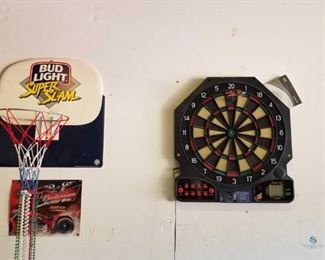 Dart Board and Basketball Hoop