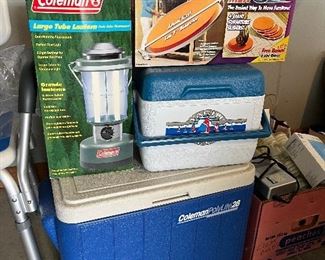 Camping supplies and coolers