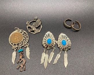 Southwestern Style Jewelry Lot Pendants Earrings Toe Rings