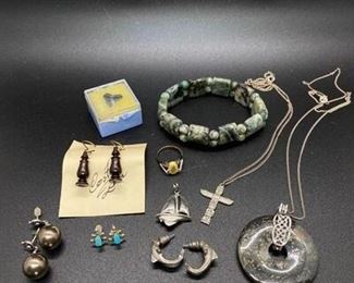 Silvertone Stone Natural Jewelry Lot