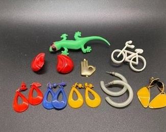 1980s Retro Jewelry Lot Plastic Enamel
