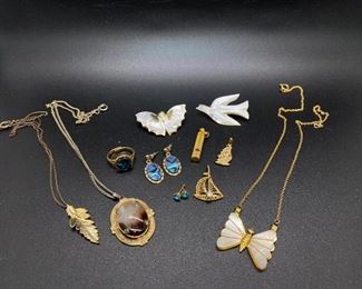 Mother of Pearl Natural Goldtone Jewelry Lot