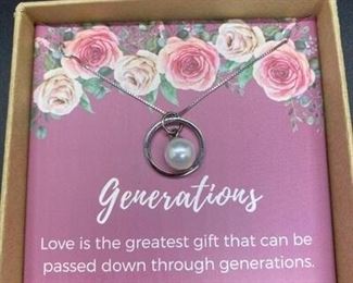 Kedrian Sterling Silver Faux Pearl Pendant Necklace with Box