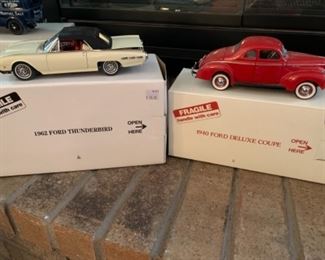 62 Ford Thunderbird diecast car, 1940 Ford deluxe coupe diecast car