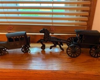 Diecast car and horse and buggy