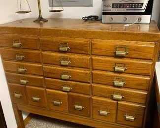 Unique vintage Oak 18 drawer cabinet