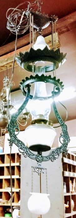 Hanging Oil Lamp converted to Electric