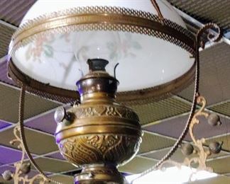 Antique Hanging Oil Lamp.