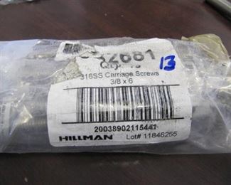NEW HILLMAN 13 PCS. 316SS CARRIAGE SCREWS 3/8" X 6"