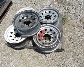 5 COUNT TRAILER WHEELS 3 CT 6 LUG X 5.5 INCHES SIZE 15" X 6"    2 CT 8 LUG X 6.5 INCHES SIZE 16" DIAMETER X 6" WIDTH