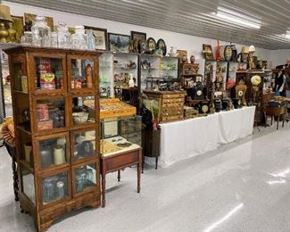 Selection of antique display cases from various stores
