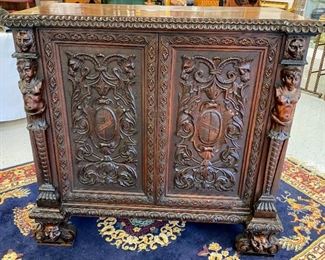 Highly carved French Renaissance sideboard
