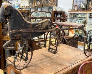Antique horse and sulky child's pedal toy

