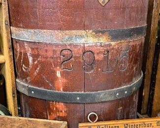 Antique wood fire water bucket
