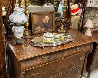 Antique oak dresser with mirror
