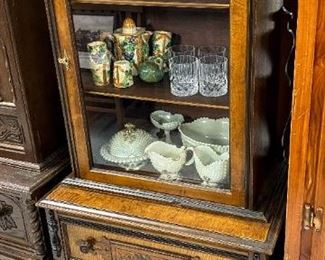 Antique William and Mary style petite china cabinet

