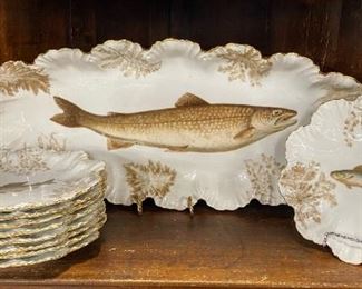 Limoges fish platter and plate set
