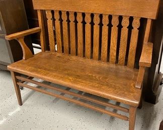 Antique mission oak bench
