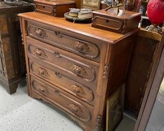 Antique walnut four drawer chest
