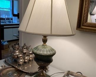 #7	(2) Green/Gold Painted Lamps 36" Tall   $45 each	 $90.00 	
