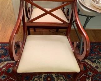 #8	(2) Red Cherry Odd Dining Chairs	 $65.00 	
