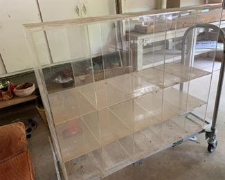 #98	Plexi-Glass Display Cabinet w/15 cubbies as is   (missing piece)  48x16x39 - Heavy	 $75.00 	
