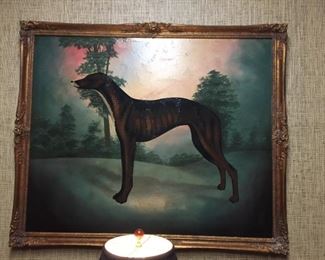 #KH208 Large Greyhound print on canvas. 48.5"Wx40"H  $50