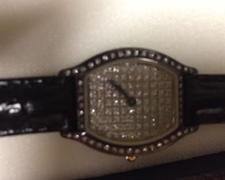 #KH214 Vicence 14K Gold watch w/leather band minimal wear $150 (ask at the checkout desk to see)