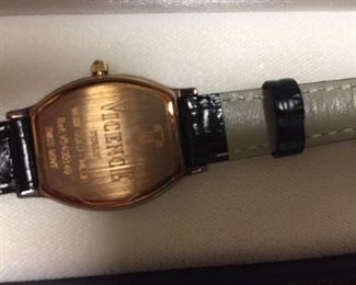 #KH214 Vicence 14K Gold watch w/leather band minimal wear $150 (Ask at the checkout desk to see)
