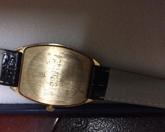 #KH215 Vincence Unisex 14K Italian Gold and leather watch  $175 (ask at the checkout desk to see)