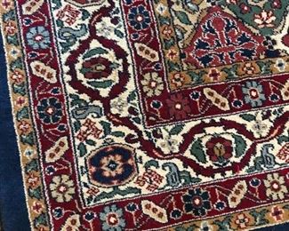 #13	8x11 USRS machine rug in blue burgundy green with square on top 	 $100.00 		
