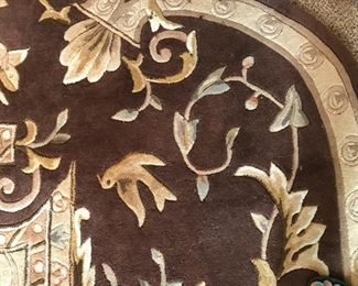 #14	7'3x9'3" Juliette Aubusson brown Chinese rug with birds on the top 	 $100.00 		
