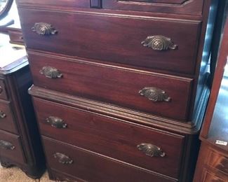 #18	Antique 6 drawer chest of drawers w/dove-tailed w/wood carved handles 32x19x50	 $120.00 		
