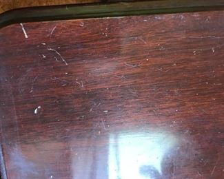 #19	antique 7 drawer knee-hole vanity w/oval mirror 48x20x31  Mirror w/2 drawers   43x8x34  on wheels	 $175.00 		
