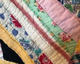 #21	Twin Hand-quilted yellow scrappy Quilt (as is stain on back)	 $60.00 		
