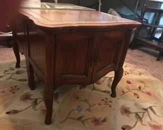 #34	(2) French provincial Bedside Table w/2 doors (only one has glass protect)     26x17x22.5   $30 each	 $60.00 		
