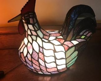 #42	Stained Glass Rooster Lamp 10" Tall	 $75.00 		
