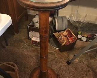 #43	Wood Round Fern Stand w/4 ball Feet 12x36 (as is finish top)	 $30.00 		

