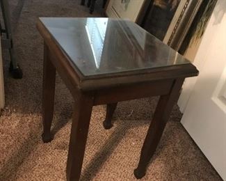 #70	13x18 square wood table with protective glass on top 	 $30.00 		
