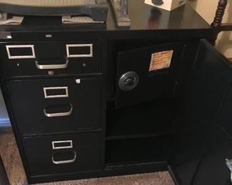 #82	2 filing drawers and small drawer metal cabinet with door with 2 shelves and safe inside locking with key 29x15x32	 $125.00 		
