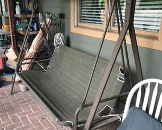 #95	patio swing with canvas swing 84 w x 67 tall 	 $100.00 		
