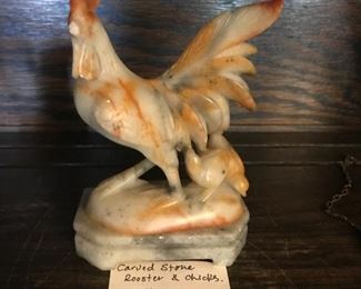 #132	Carved Stone Rooster & Chicks - "as is"	 $20.00 		
