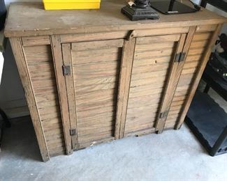 #196	Garage	Wood Cabinet w/door & 2 shelves  38.5x14.5x32	 $75.00 		
