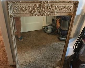 #207	misc	gold wood mirror with carve look 	 $75.00 		
