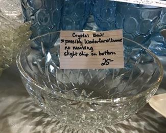 #152	Kitchen	Crystal Bowl "possibly Waterford" As is slight chip - 8.5" x 4	 $25.00 		
