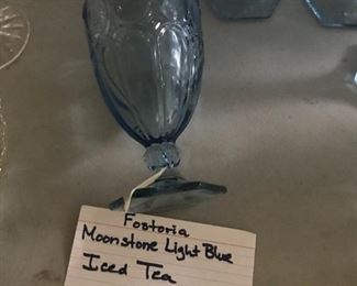 #90	China	Fostoria Moonstone light blue tea goblets 11 glasses 	 $165.00 		
