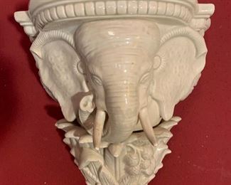 Fitz and Floyd Boho Chic White ceramic elephant planter