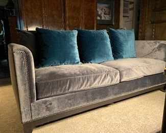 Plush Sofa w/ buttons ** Grey/Blue **