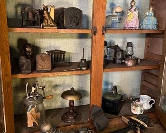 Antique Vintage Bookends and Counter/Hotel Bells, Hubley Doorstops, and more.