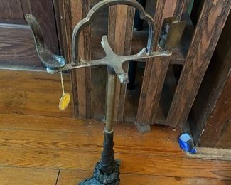 Antique Pipe / Ashtray Stand Cast Stand and Brass/Bronze - Squirrel on top.  